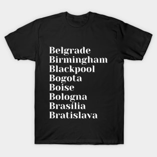 Explore Cities Starting with B, Mug, Mask, Pin T-Shirt